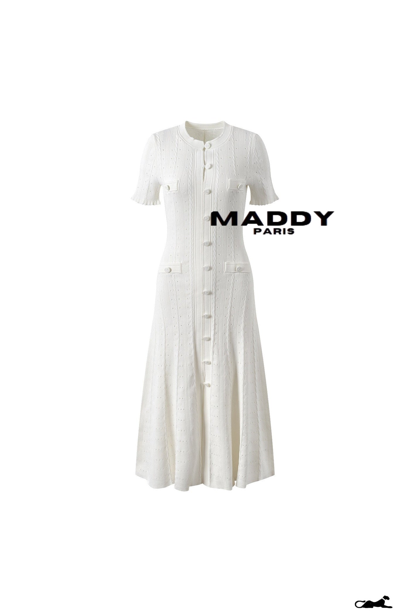 New Season  SANDRO ribbed-knit midi dress - White