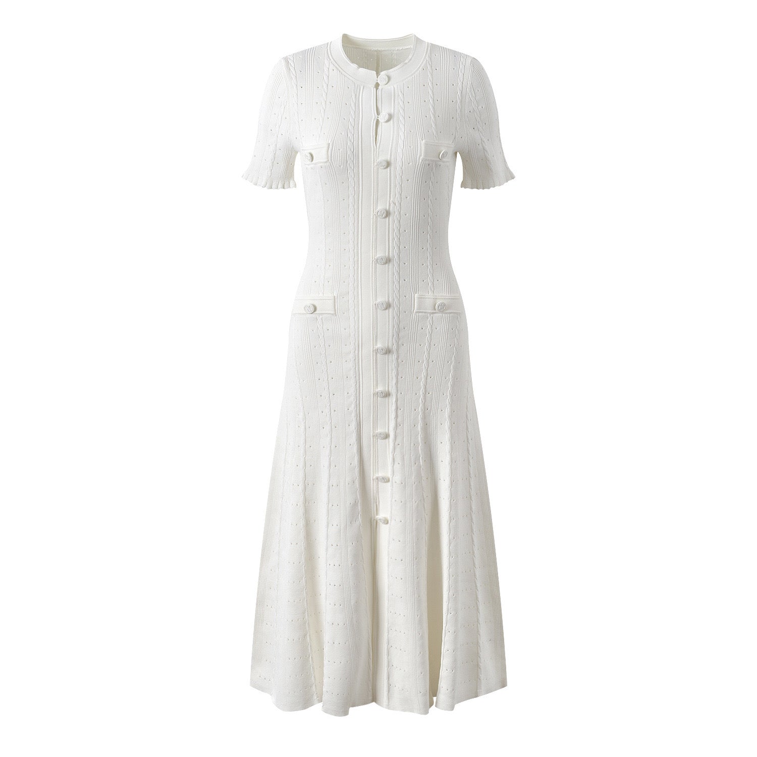 New Season  SANDRO ribbed-knit midi dress - White