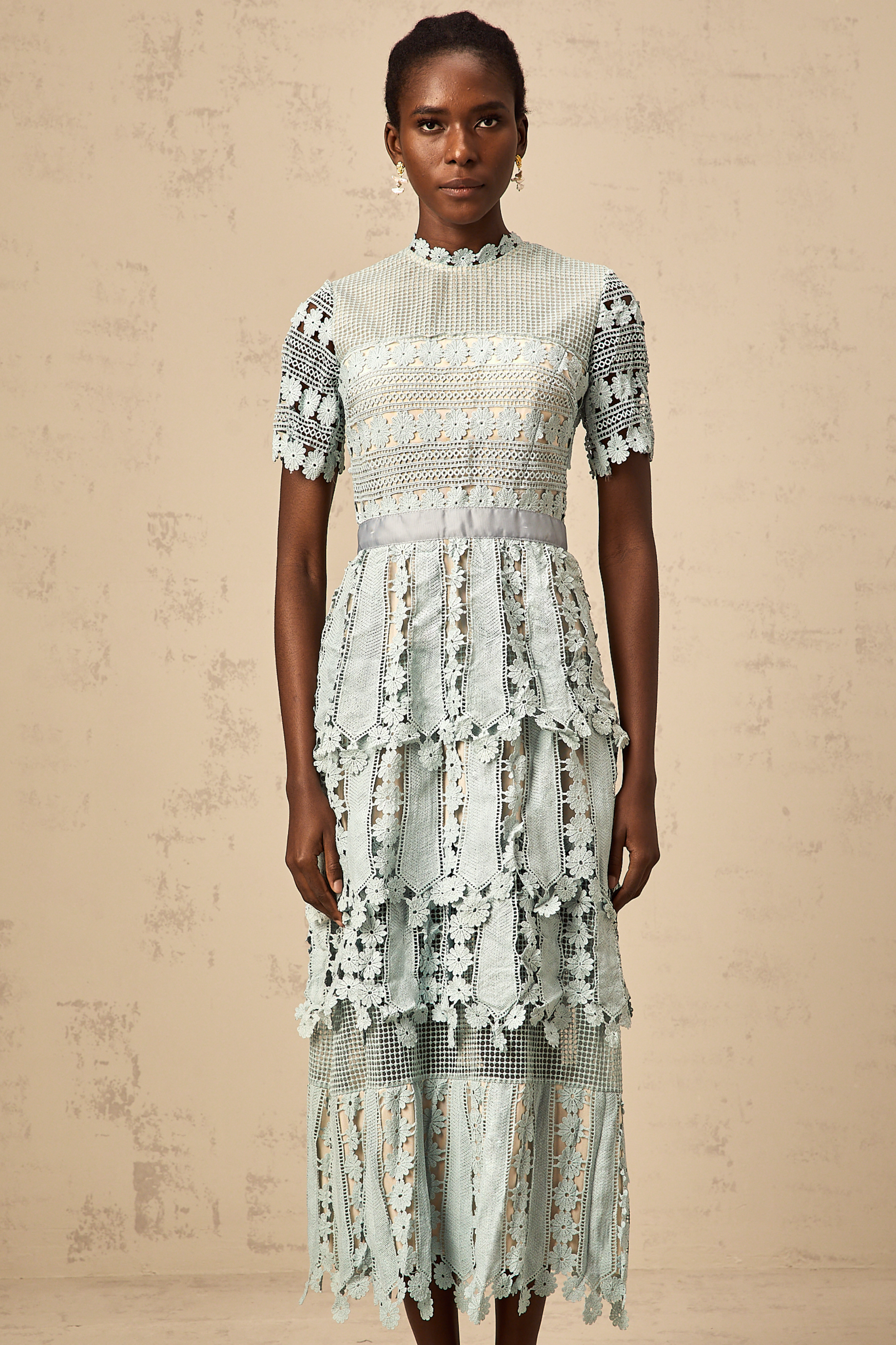 Océane green floral embroidered midi dress (Final Sale-US Only)