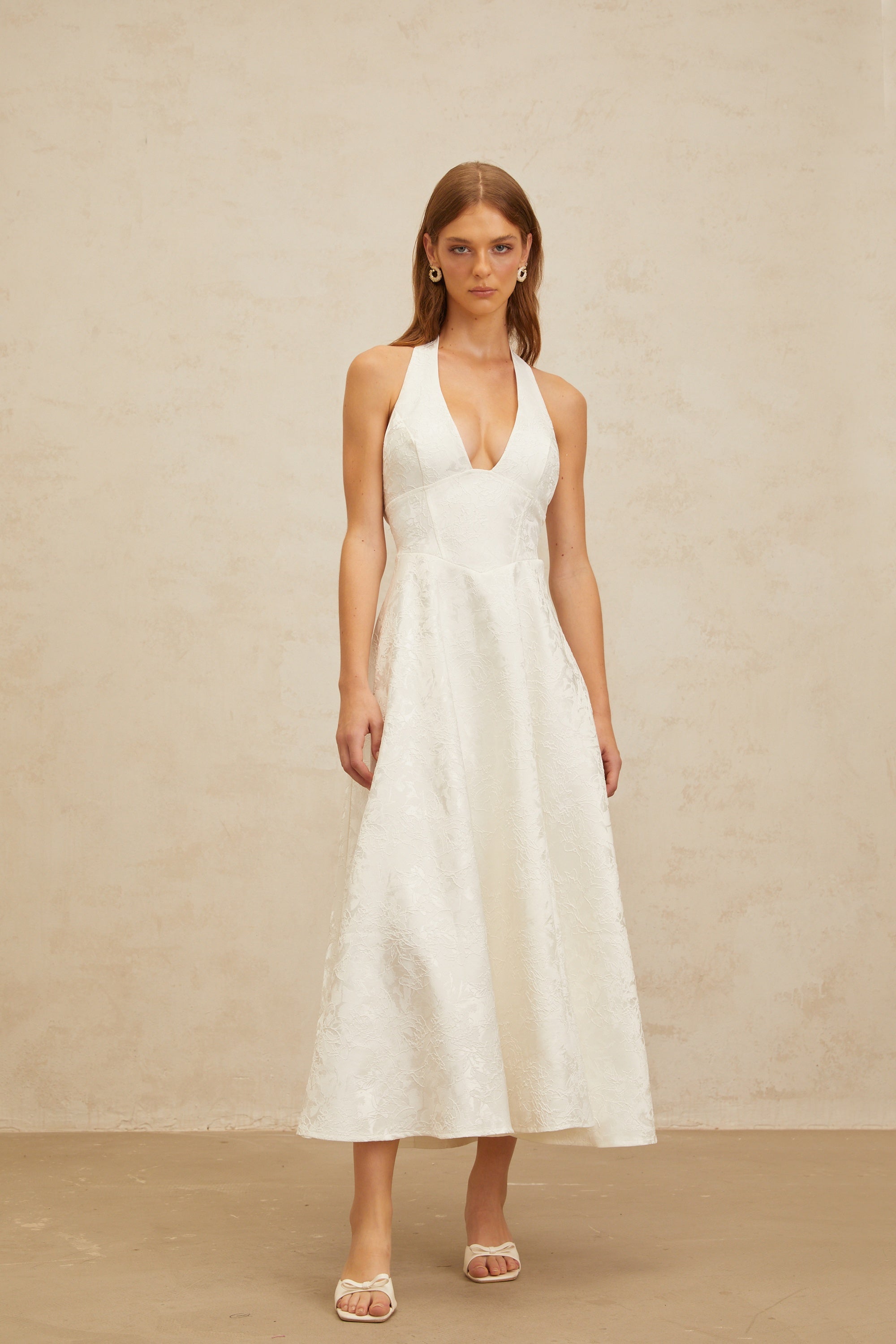 Céline White Glamorous Event Midi Dress (Final Sale-US Only)