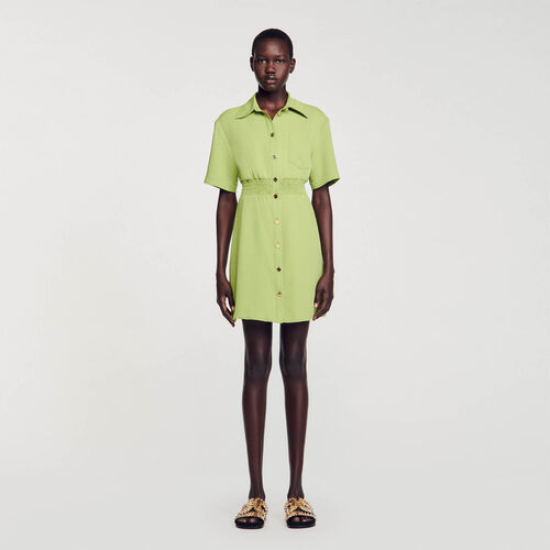 SANDRO SHORT BUTTON-UP MINI DRESS - Green