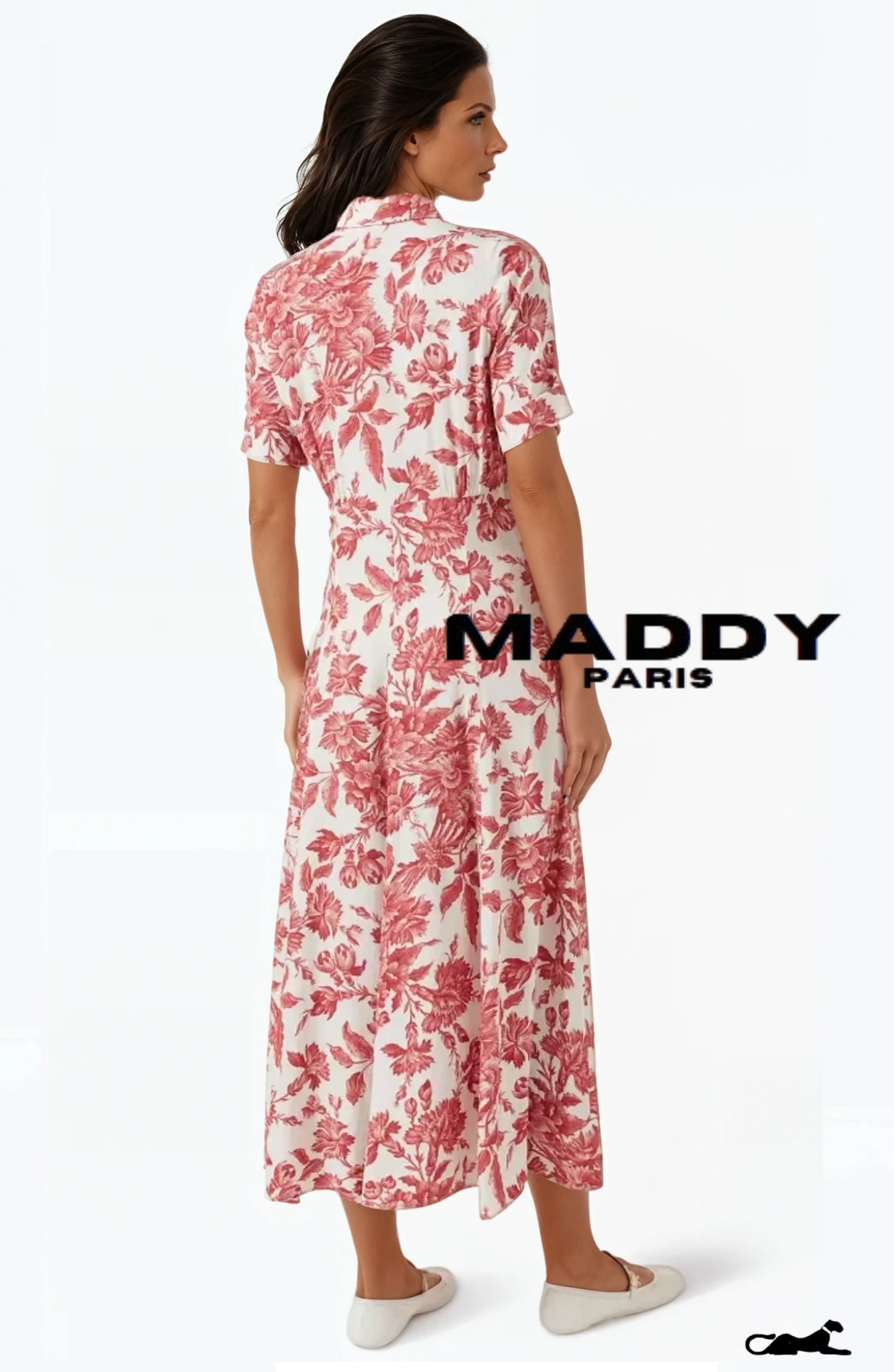 SANDRO JOSEPHINA FLORAL-PRINT MIDI DRESS IN VISCOSE  - RED