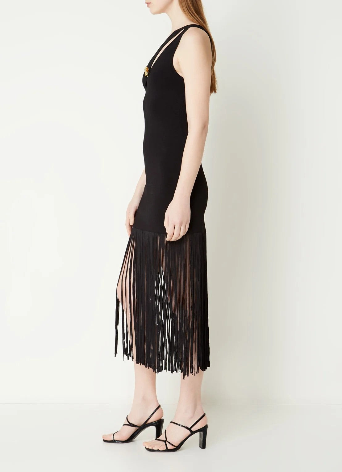 OUT OF STOCK Sandro One shoulder midi dress with fringes