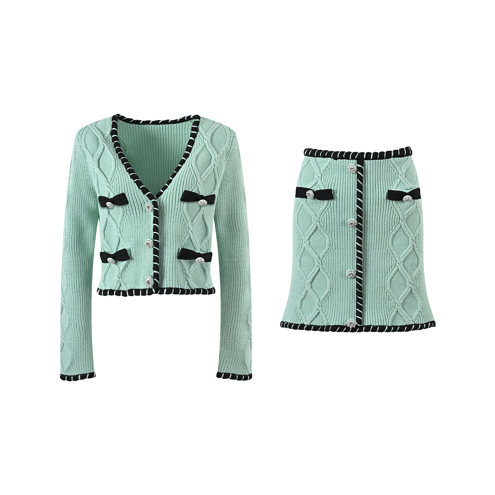 Juliette contrast-trim jacket & skirt matching set (US Only)