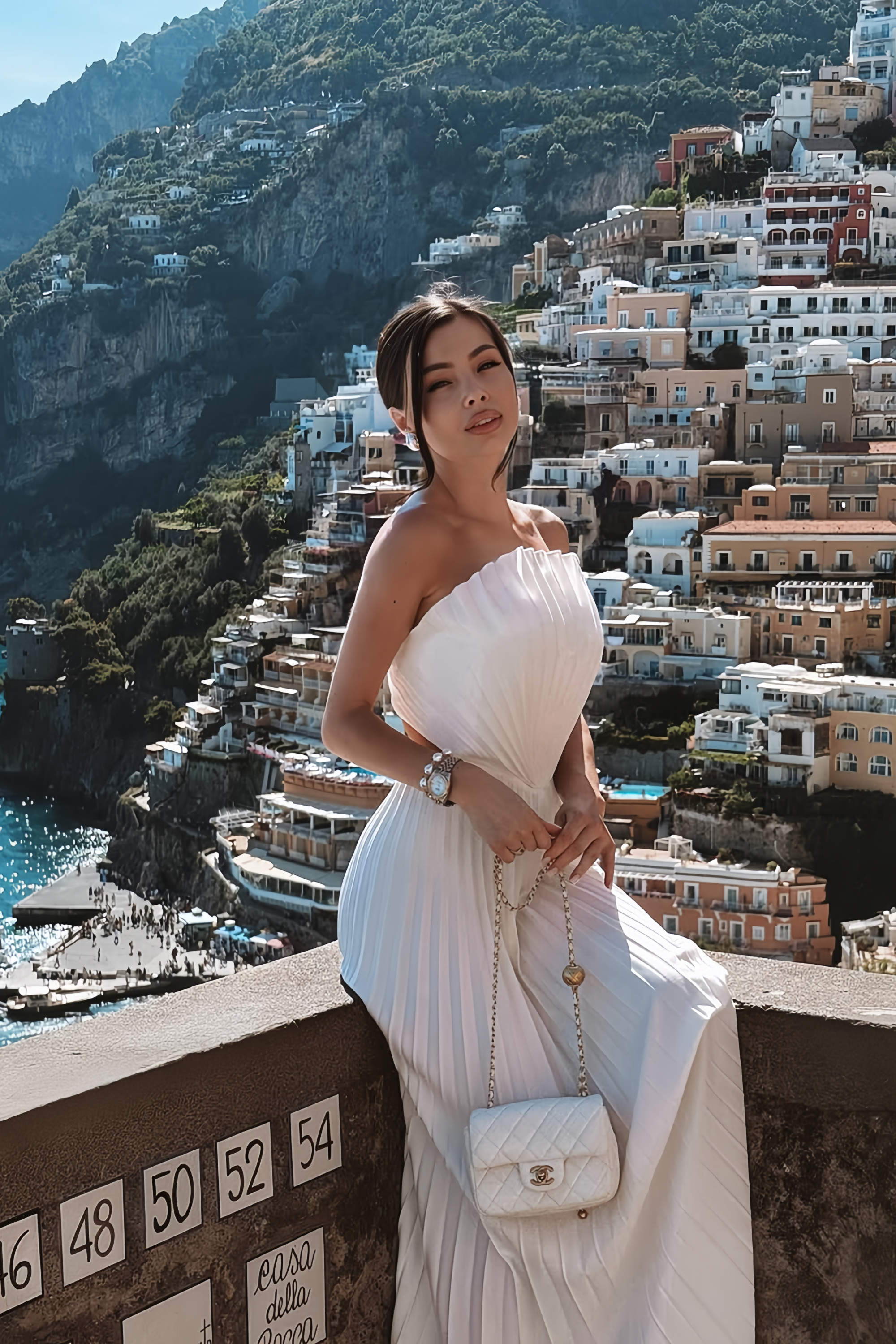 Carlotta White Shell Pleated Maxi Dress (Final Sale-US Only)