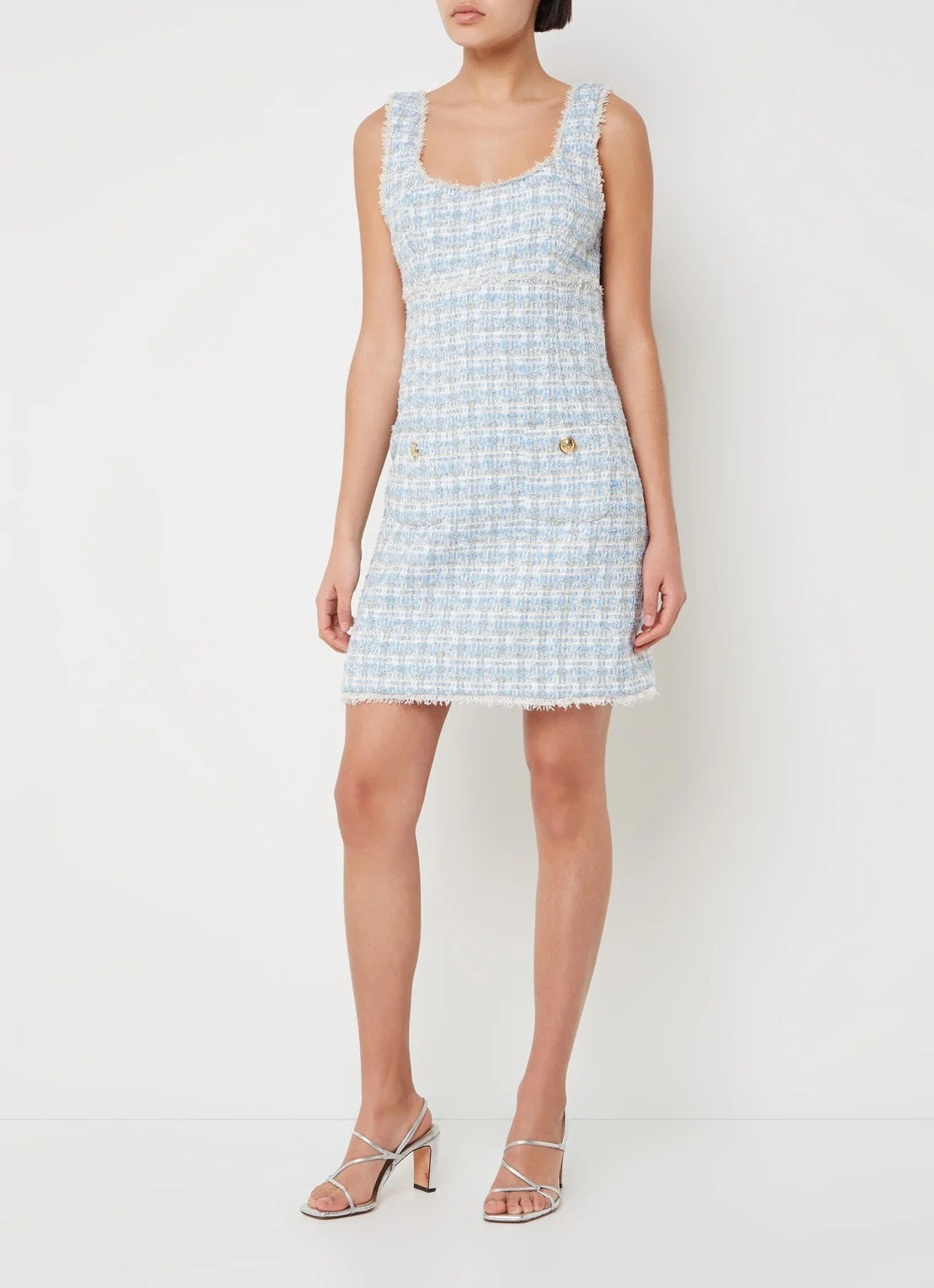 Sandro Mini dress with tweed look and lurex - Blue