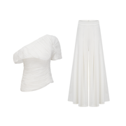 Adèle creased top & trousers matching set in White (Final Sale-US Only)