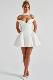 Ifig White V-neck Corset Mini Dress