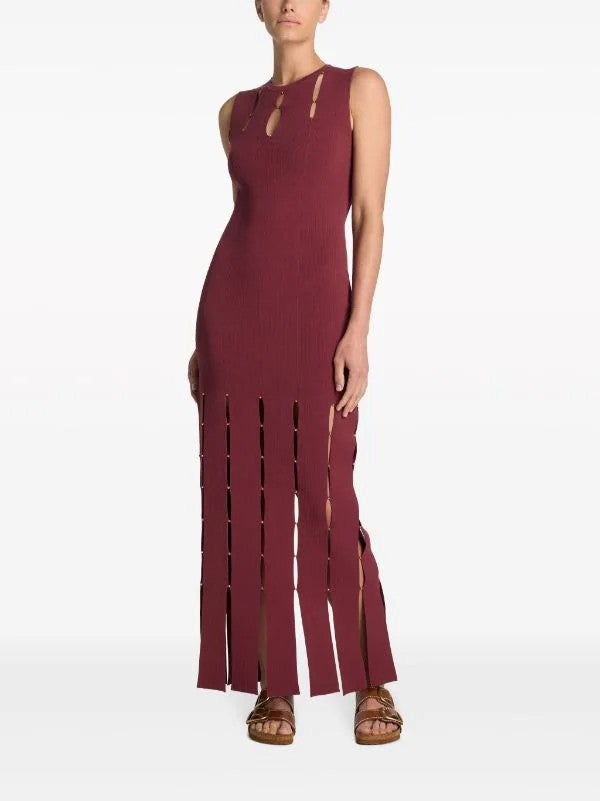 SANDRO Bead-embellished knitted gown dress (Sandro and Self-Portrait)