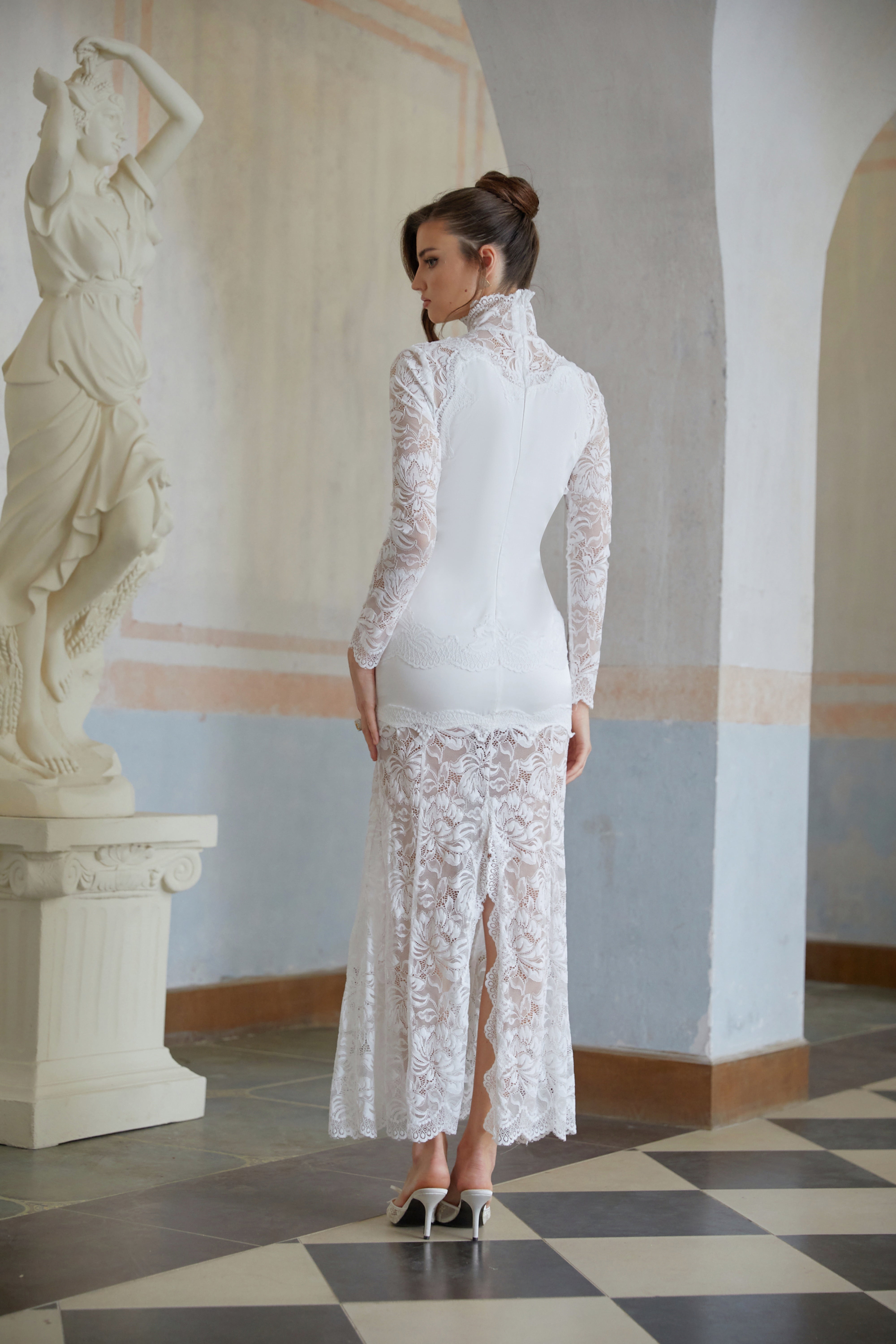 Airelle White Satin Panel Lace Maxi Dress (Final Sale)