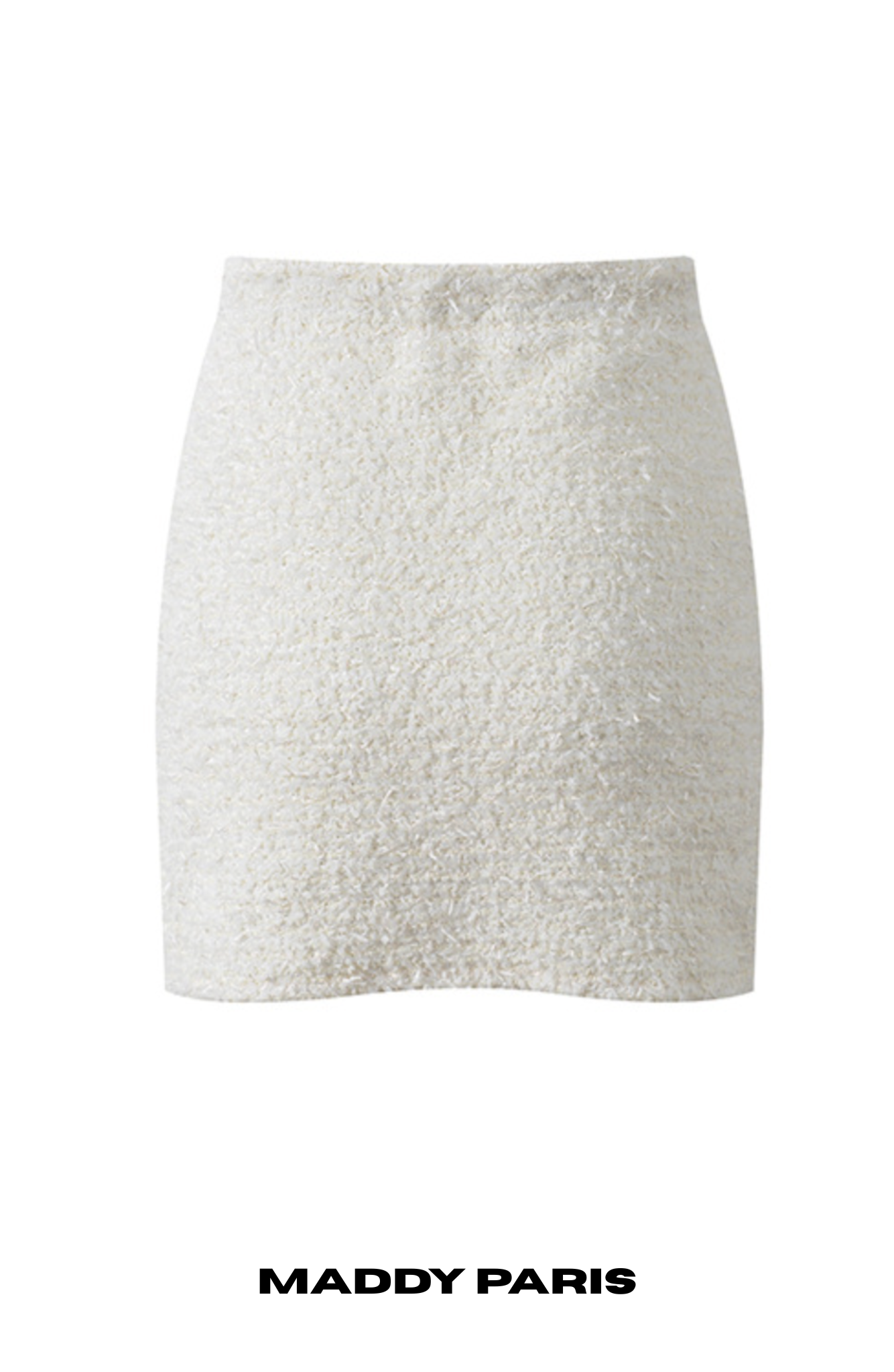 CHLOE CREAM BOUCLÉ KNIT MINI SKIRT WITH JEWEL BUTTONS- WHITE