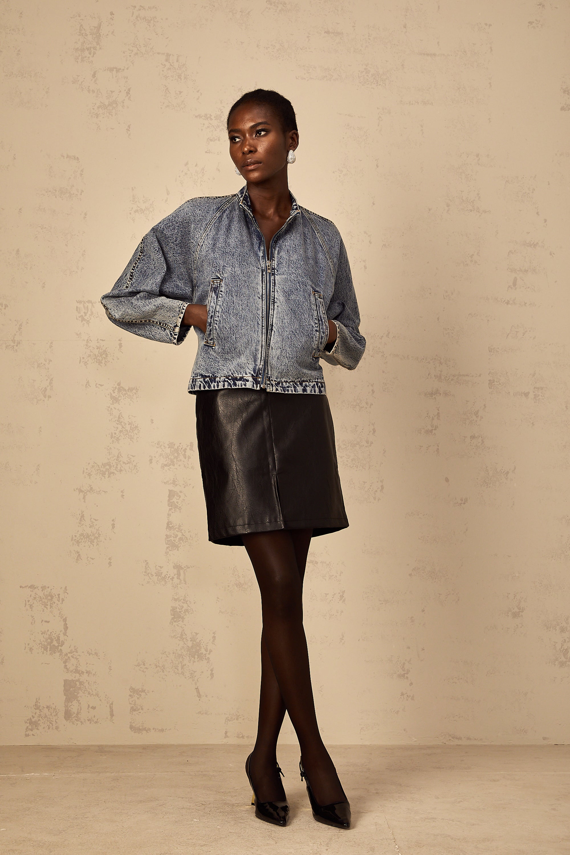 Isidore blue whiskering denim jacket
