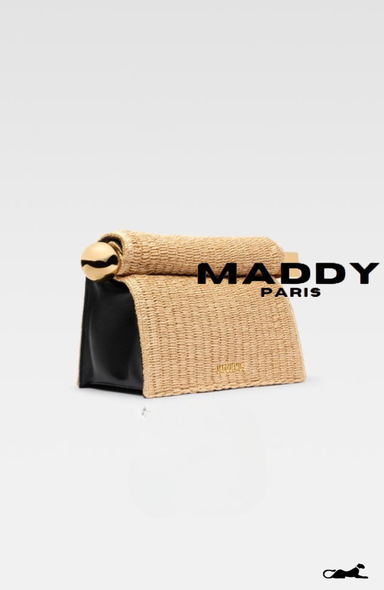 JAC RAFFIA CURVED-EDGE EVENING CLUTCH BAG – GOLD