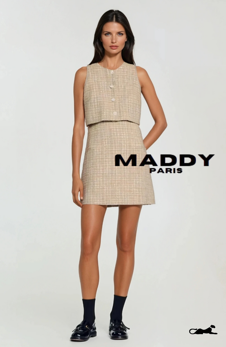 MADDY PARIS GISELLE BOUCLÉ TWEED MINI DRESS SET  - Gold
