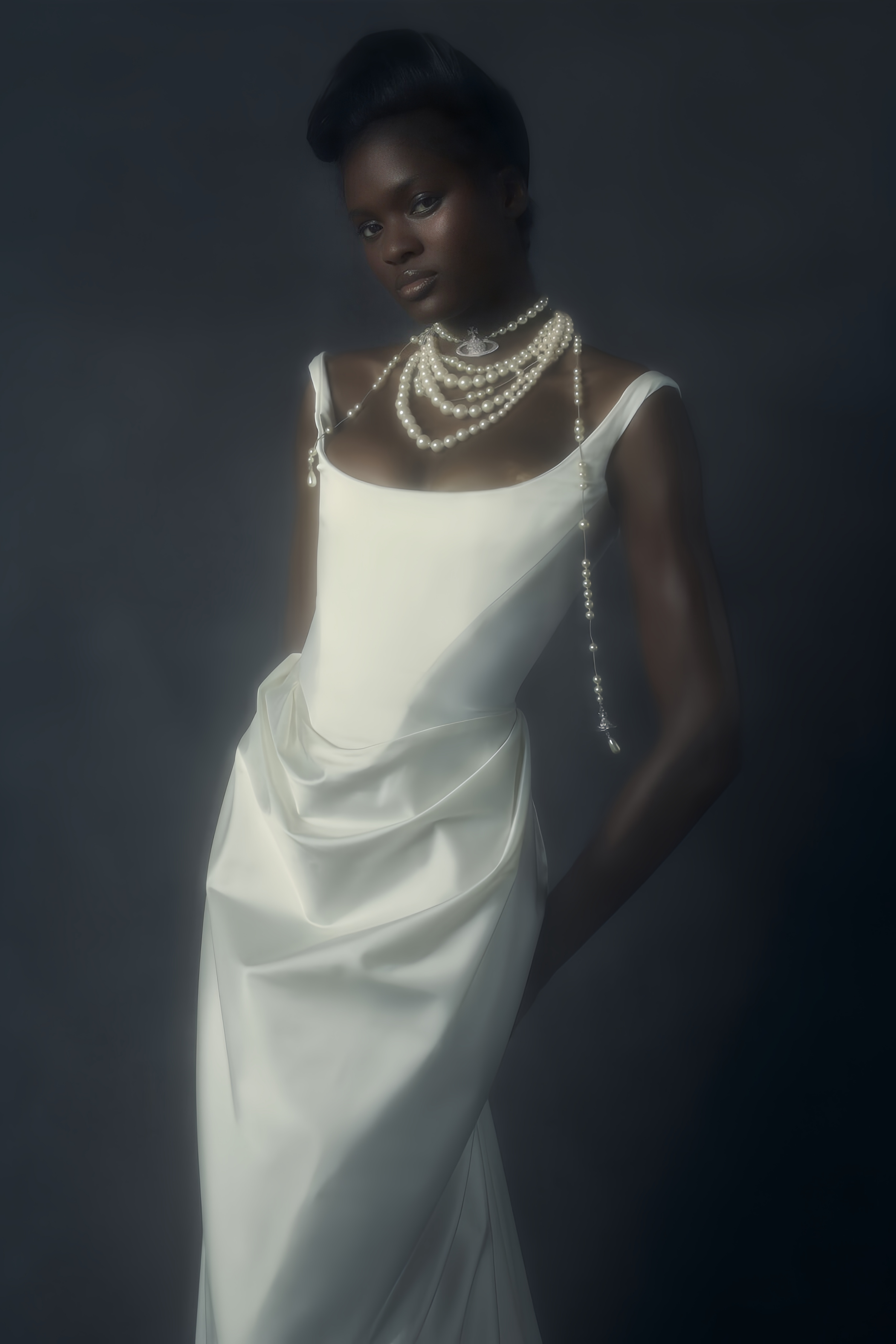 Fiona White Satin Square Neck Maxi Dress