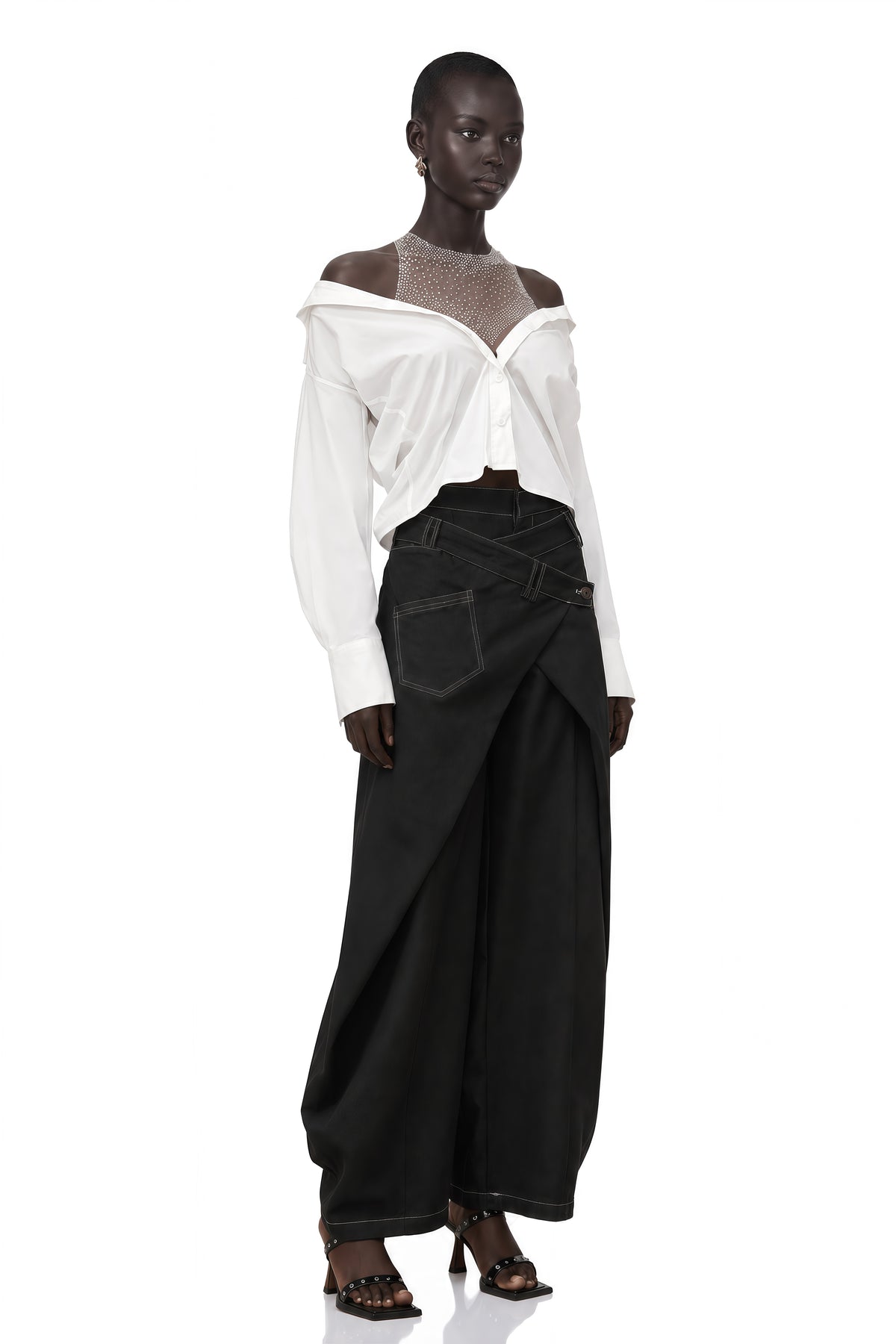 emma black deconstructed baggy jeans