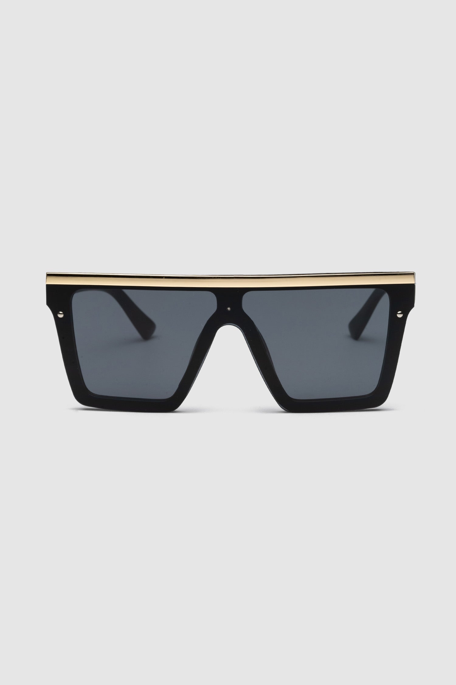 RAYMONA Oversized Square Sunglasses with Gold Detail - Black