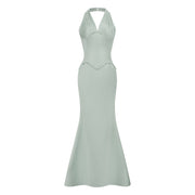 Aurélie Green Halterneck Mermaid Maxi Dress (Final Sale)