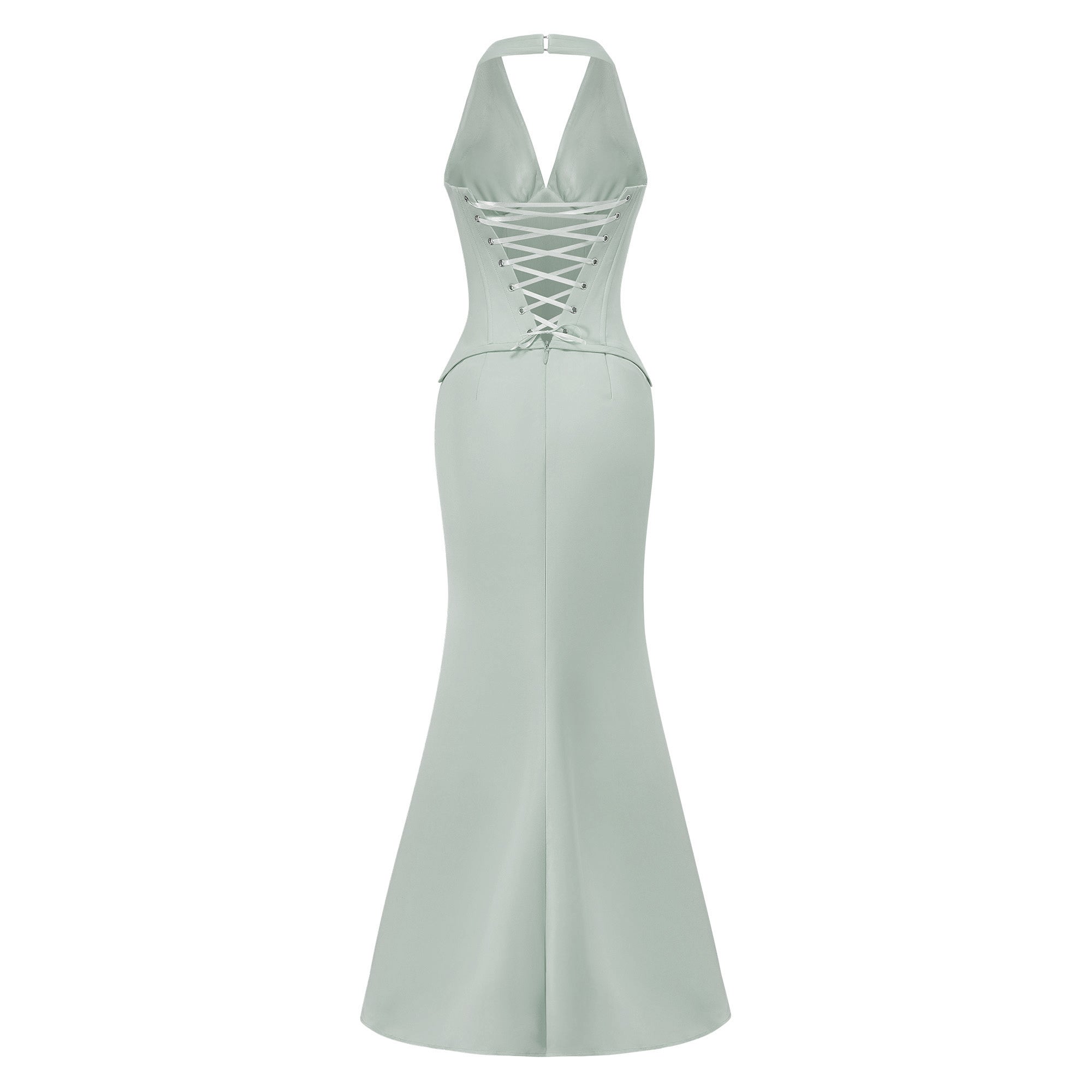Aurélie Green Halterneck Mermaid Maxi Dress