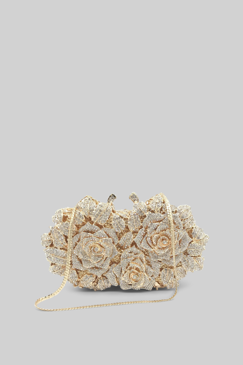 PRISCILLA Crystal embellishment clutch bag - Gold