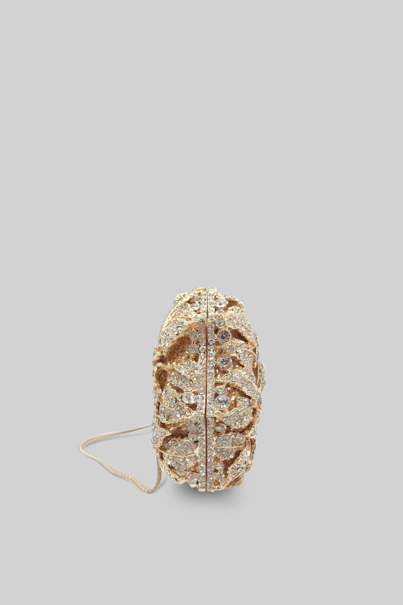 PRISCILLA Crystal embellishment clutch bag - Gold