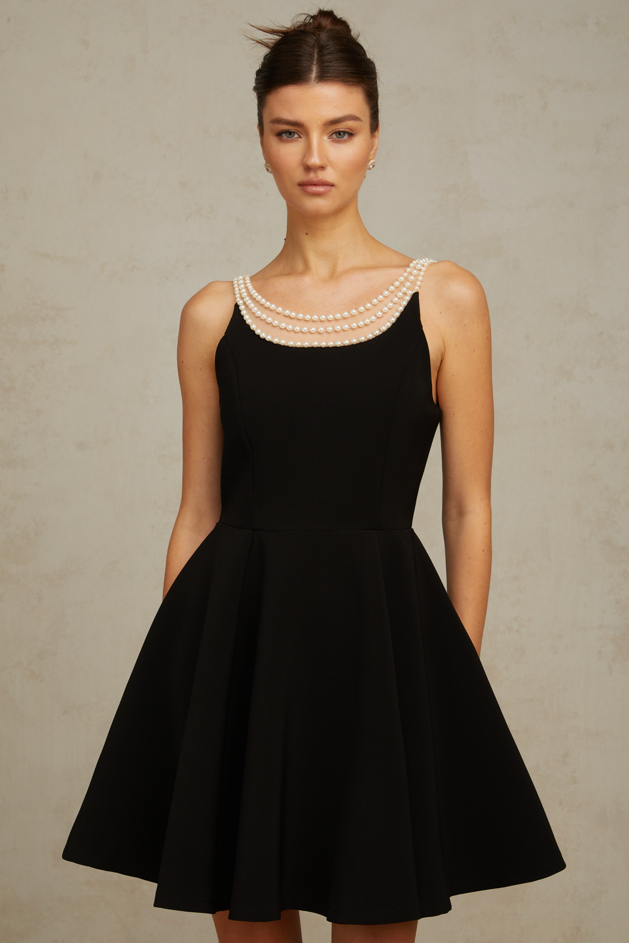 Danaé black faux-pearl-embellished mini dress (Final Sale-US Only)