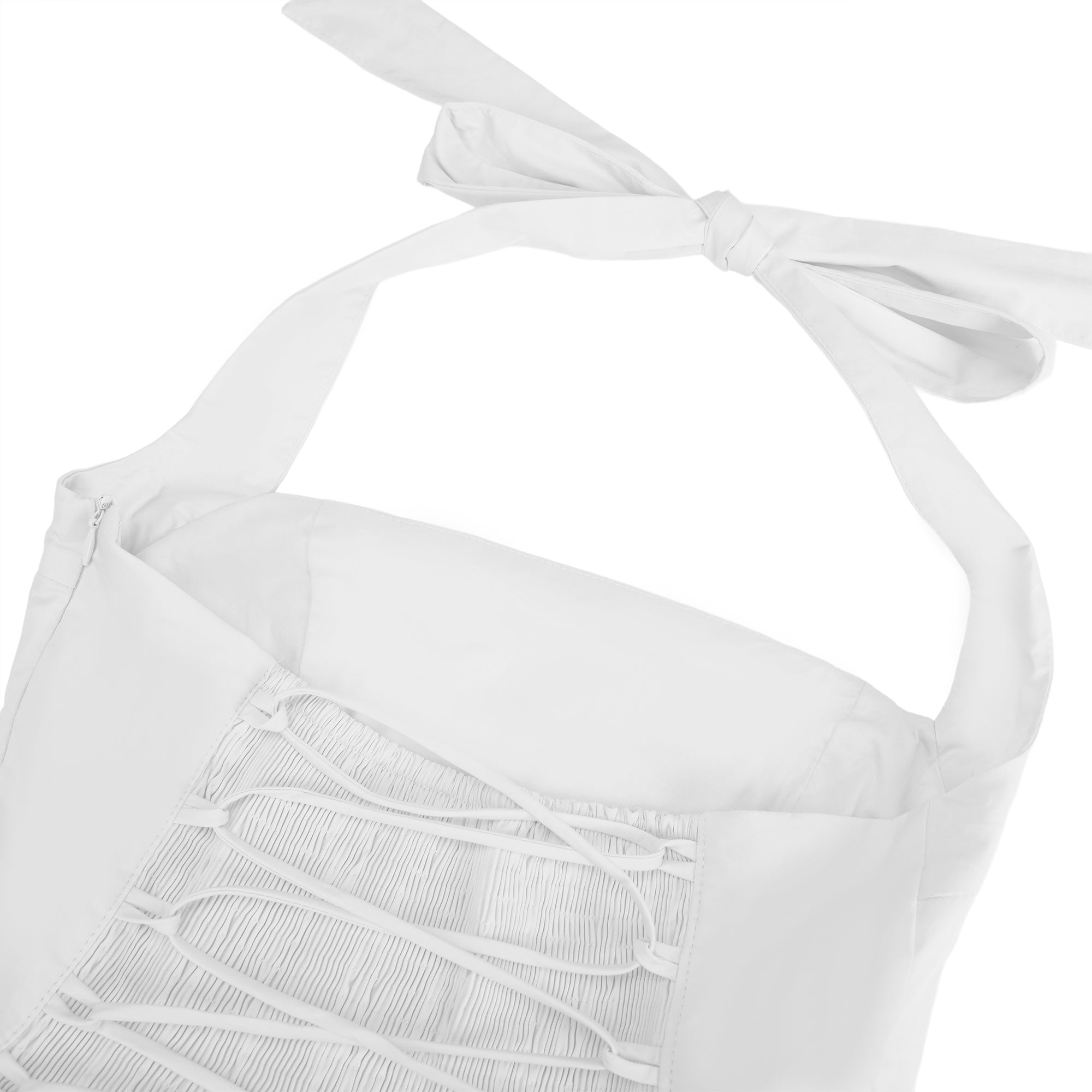 Eponine White Layered Flared Hem Midi Dress