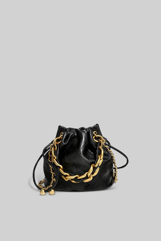 LUCIANA Fancy Pouch hand-bag with chains - Gold&Black