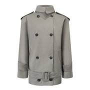 Mavis Grey Double-Breasted Belted Trench Coat  (Final Sale-US Only)