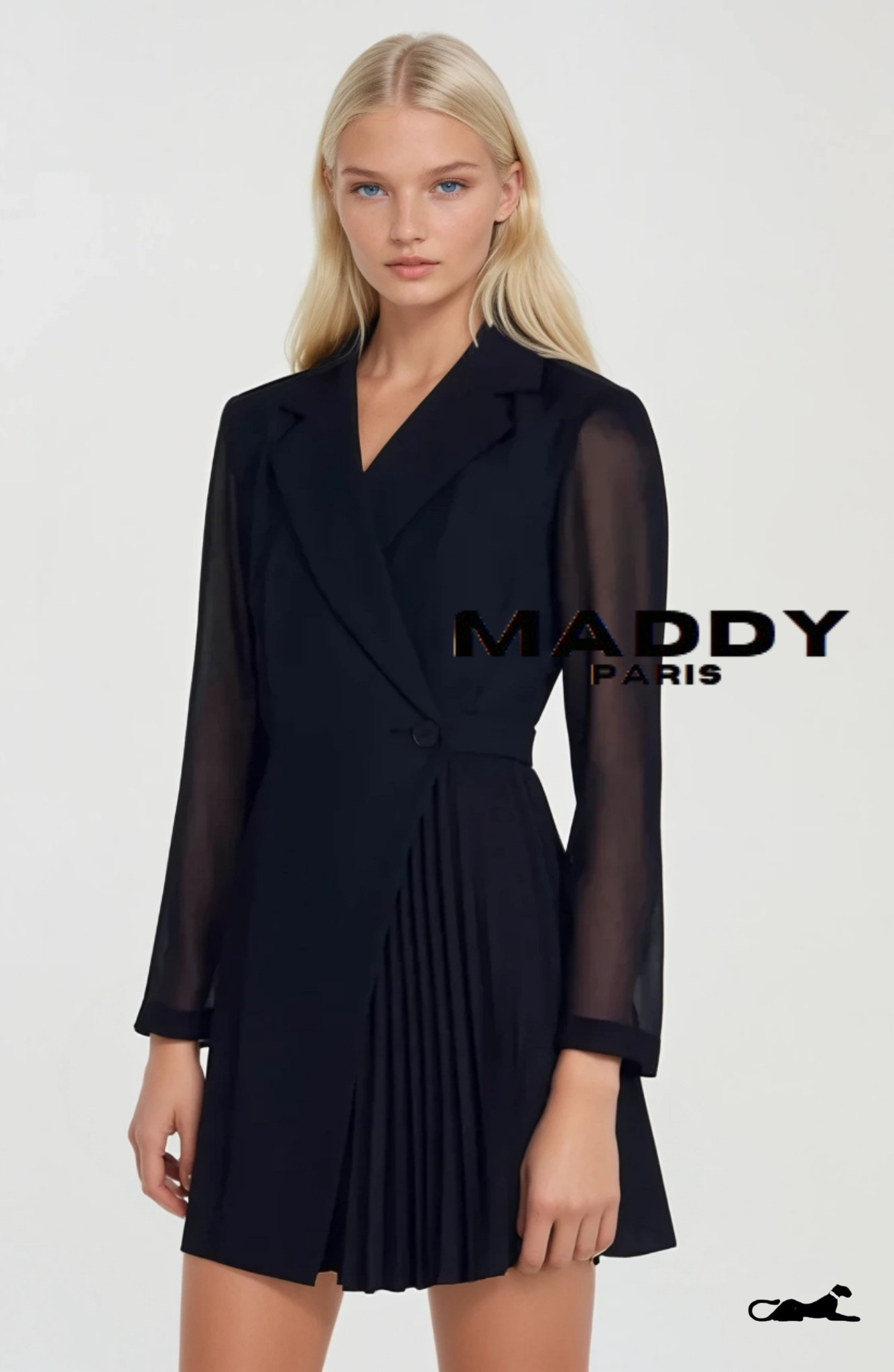 SANDRO ALEXANDRA CHIFFON-BLEND PLEATED MINI DRESS - BLACK