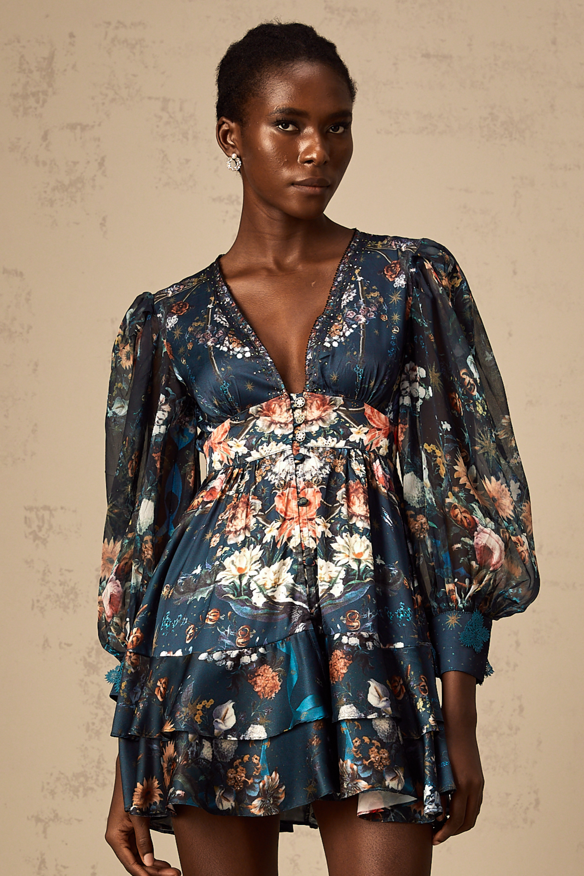 Candice blue graphic-print embellished mini dress (Final Sale-US Only)