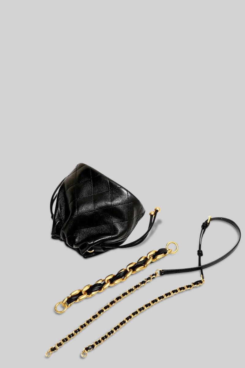 LUCIANA Fancy Pouch hand-bag with chains - Gold&Black