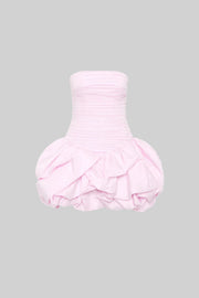 Mini Dress With Ruched Bodice And Voluminous Bubble Hem - Pink