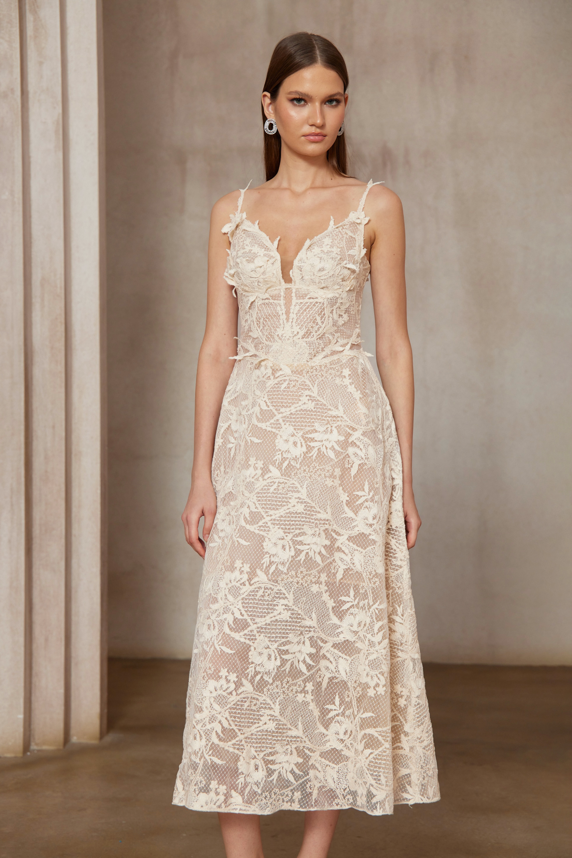 Amber White Sleeveless Floral Lace Midi Dress (Final Sale-US Only)