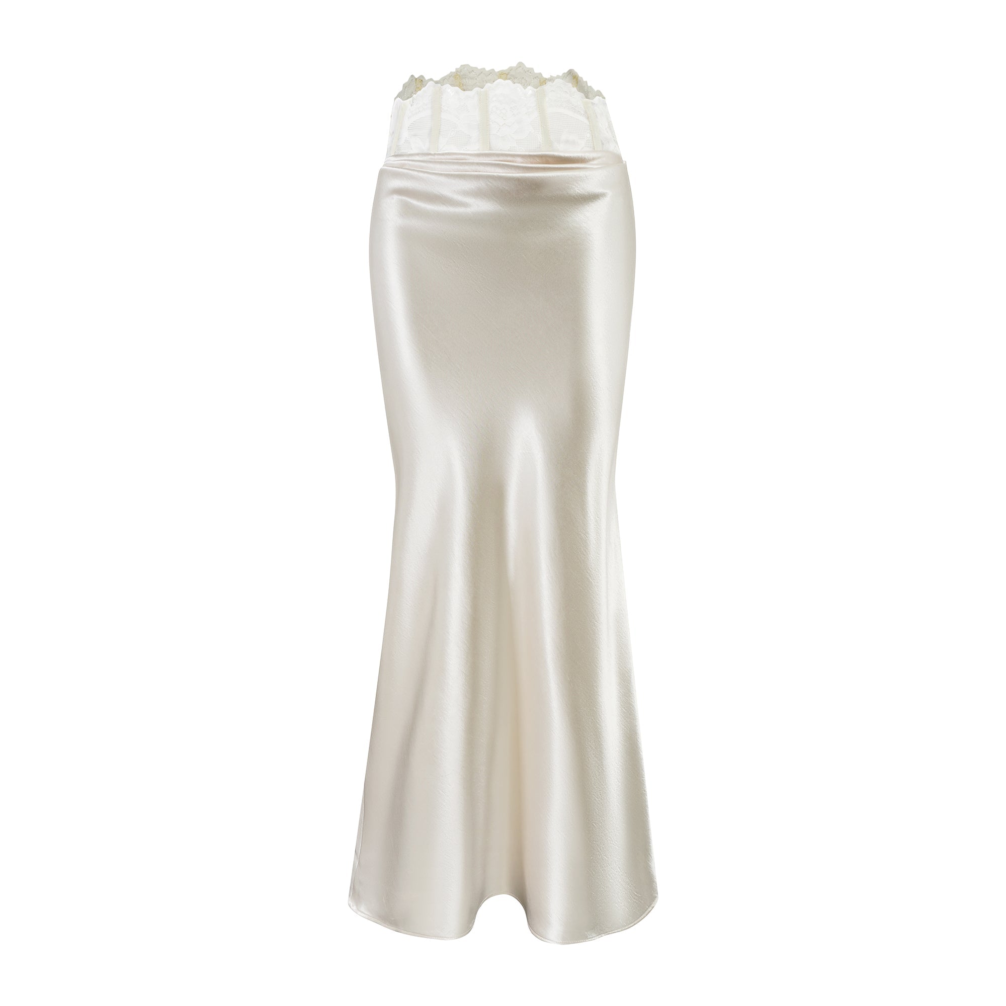 Eeva White Floral Lace Panel Maxi Skirt