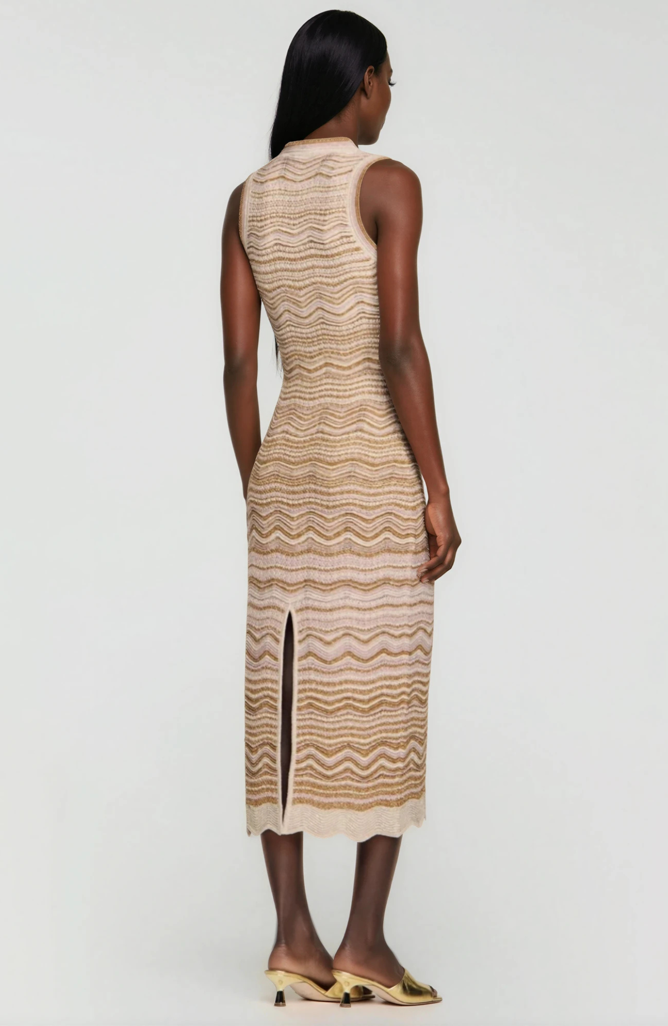 Sandro Fancy knit maxi dress  - Sand Brown