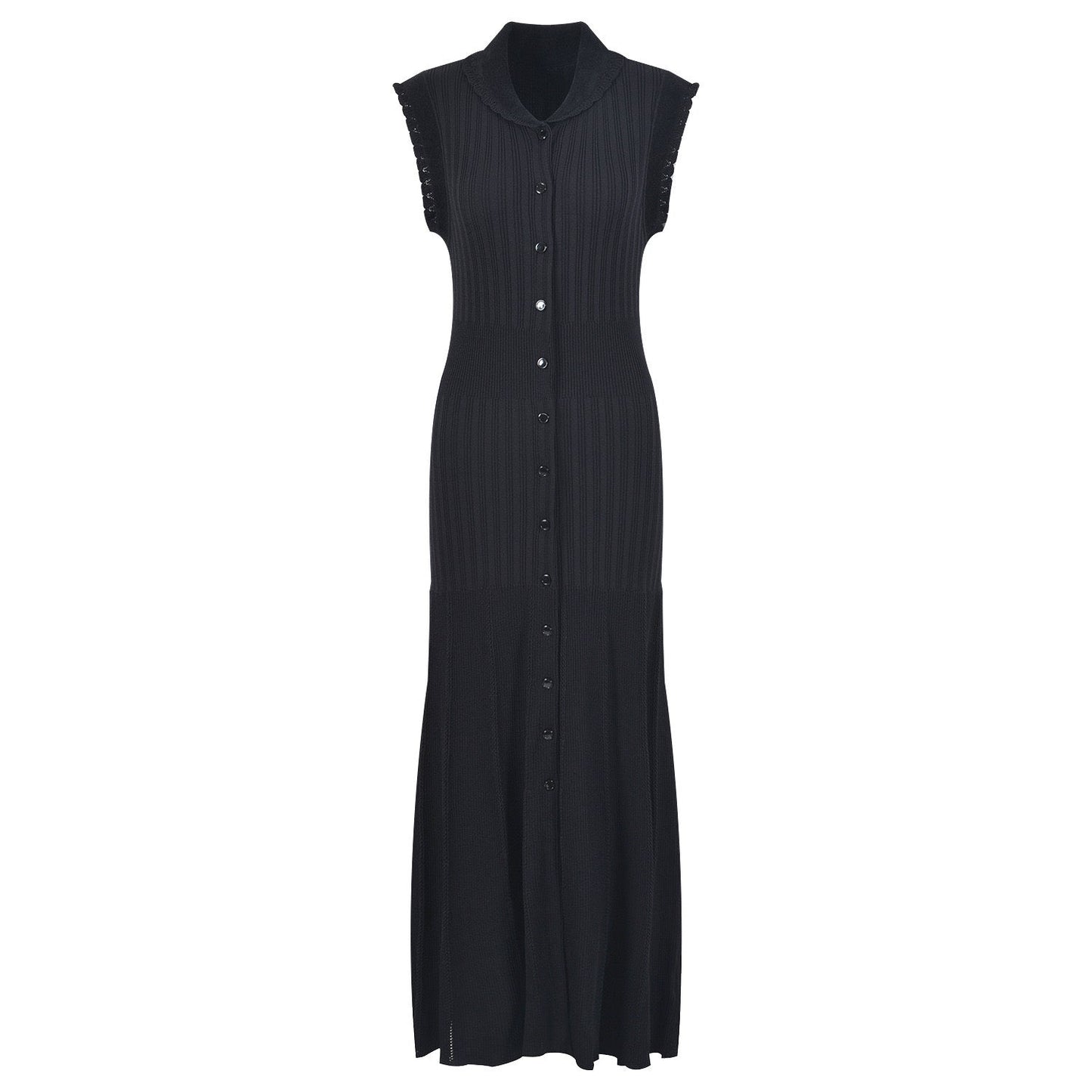 SANDRO black Sleeveless Ribbed midi dress - Black