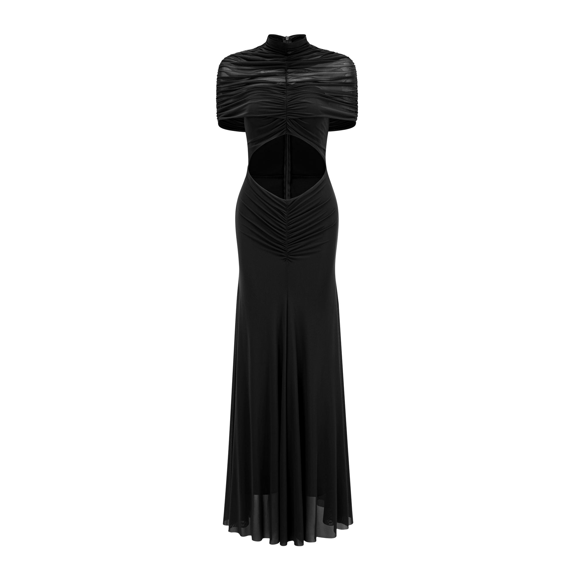 Bruna Cut-Out Ruched Mesh Maxi Dress (Final Sale)