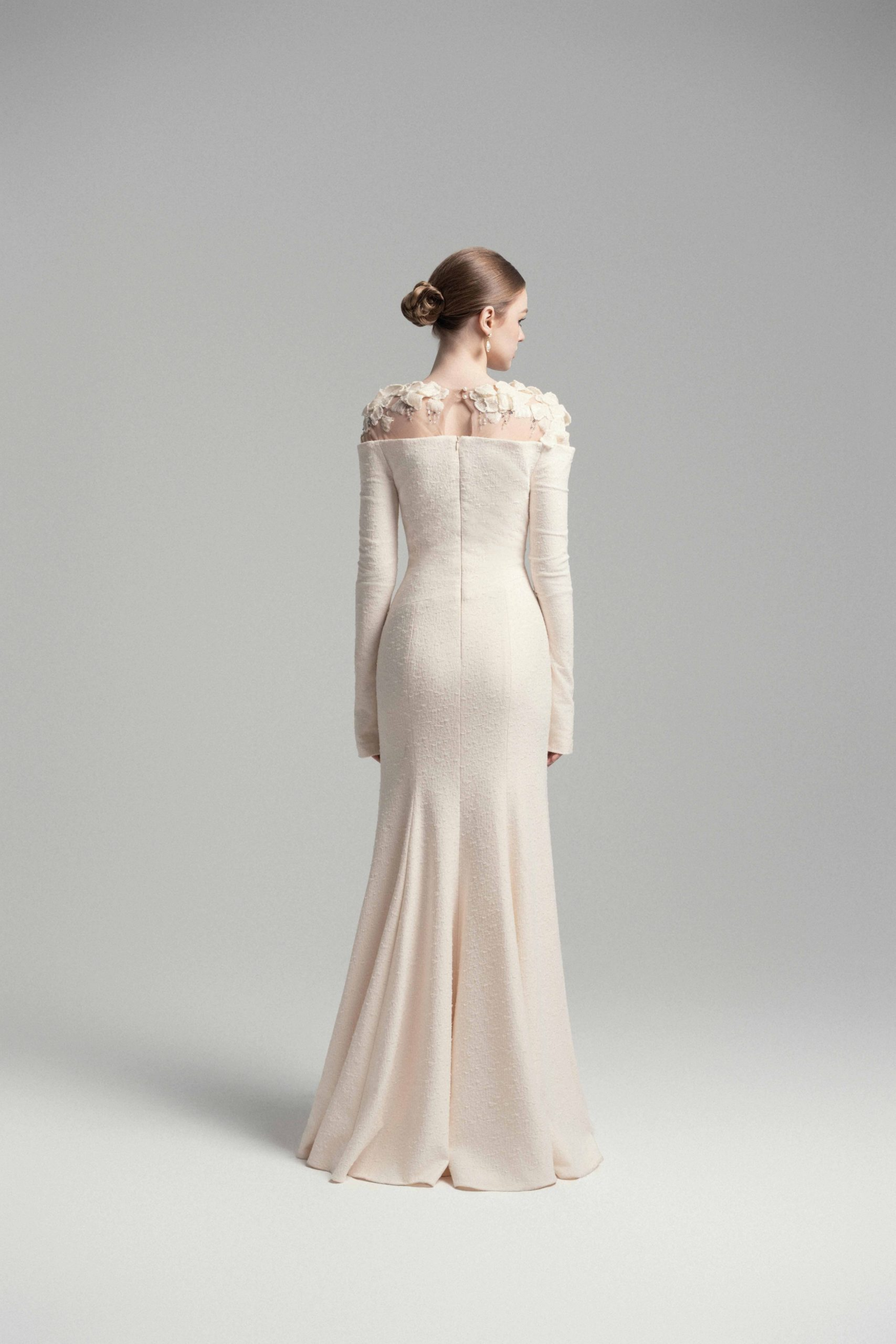 Sydney White Floral Appliqué Gown (Final Sale-US Only)