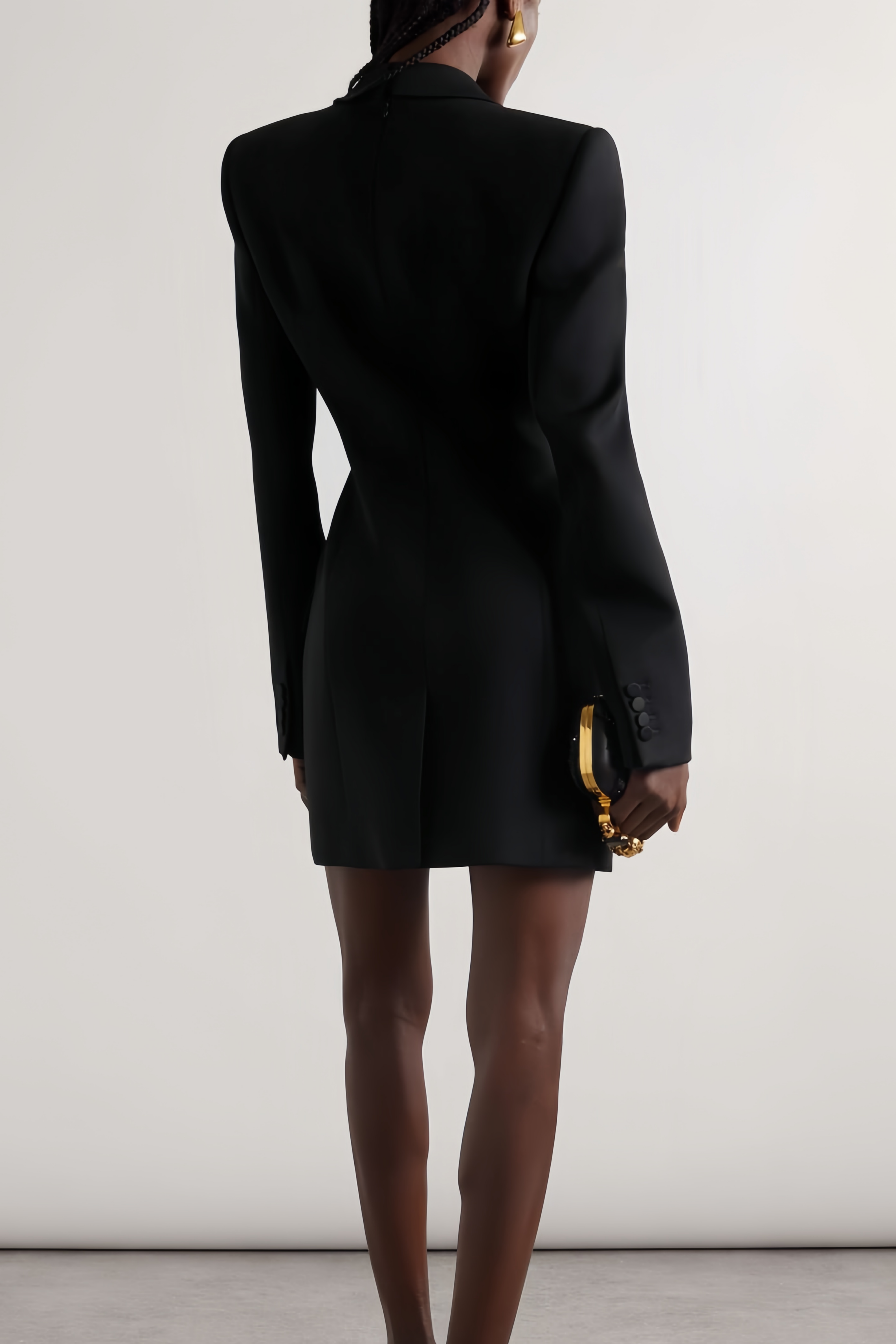 Joséphine V-neck satin-collared mini dress