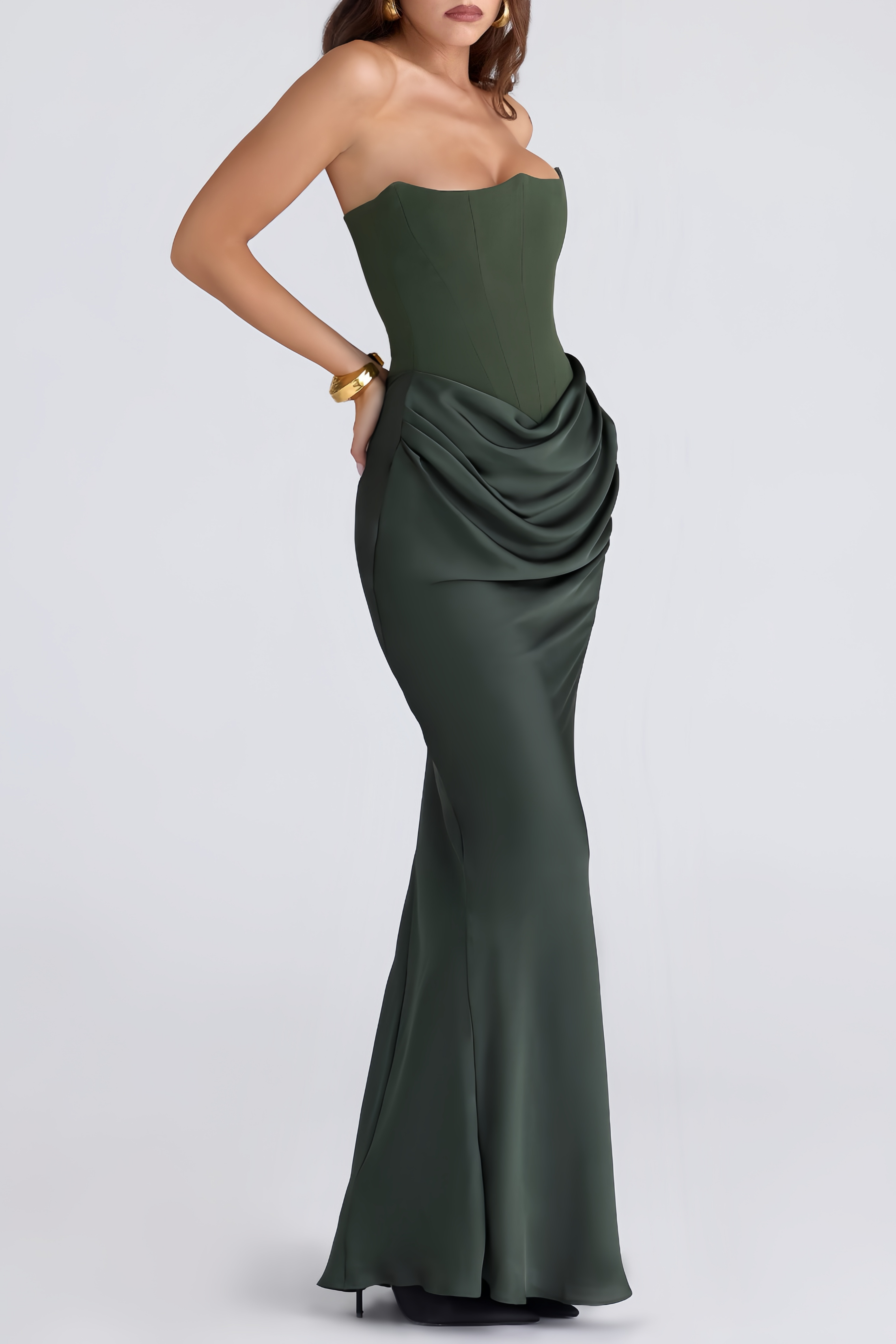 Aurore Olive Off-Shoulder Maxi Dress (Final Sale-US Only)