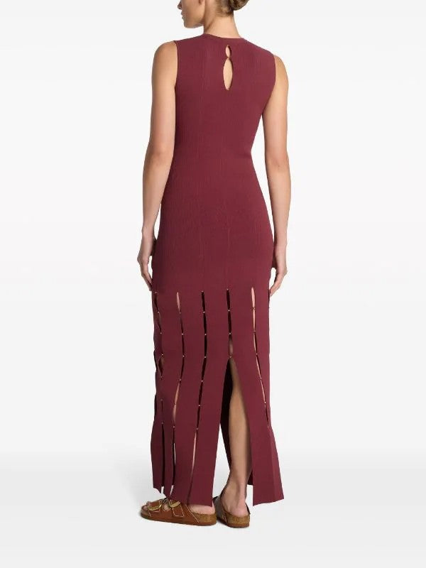 SANDRO Bead-embellished knitted gown dress (Sandro and Self-Portrait)