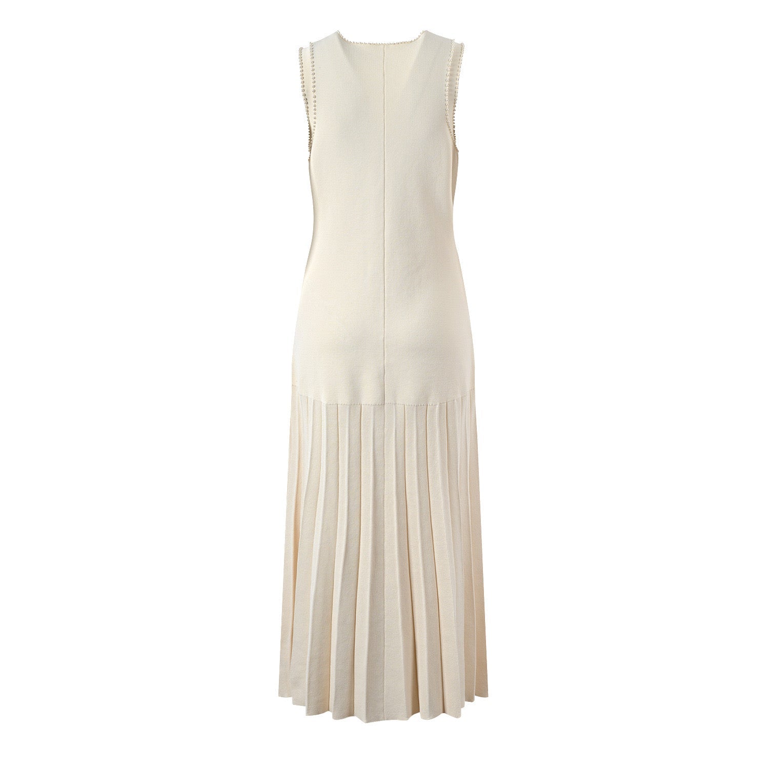 SANDRO  Pearl-Trim Midi Dress - Beige