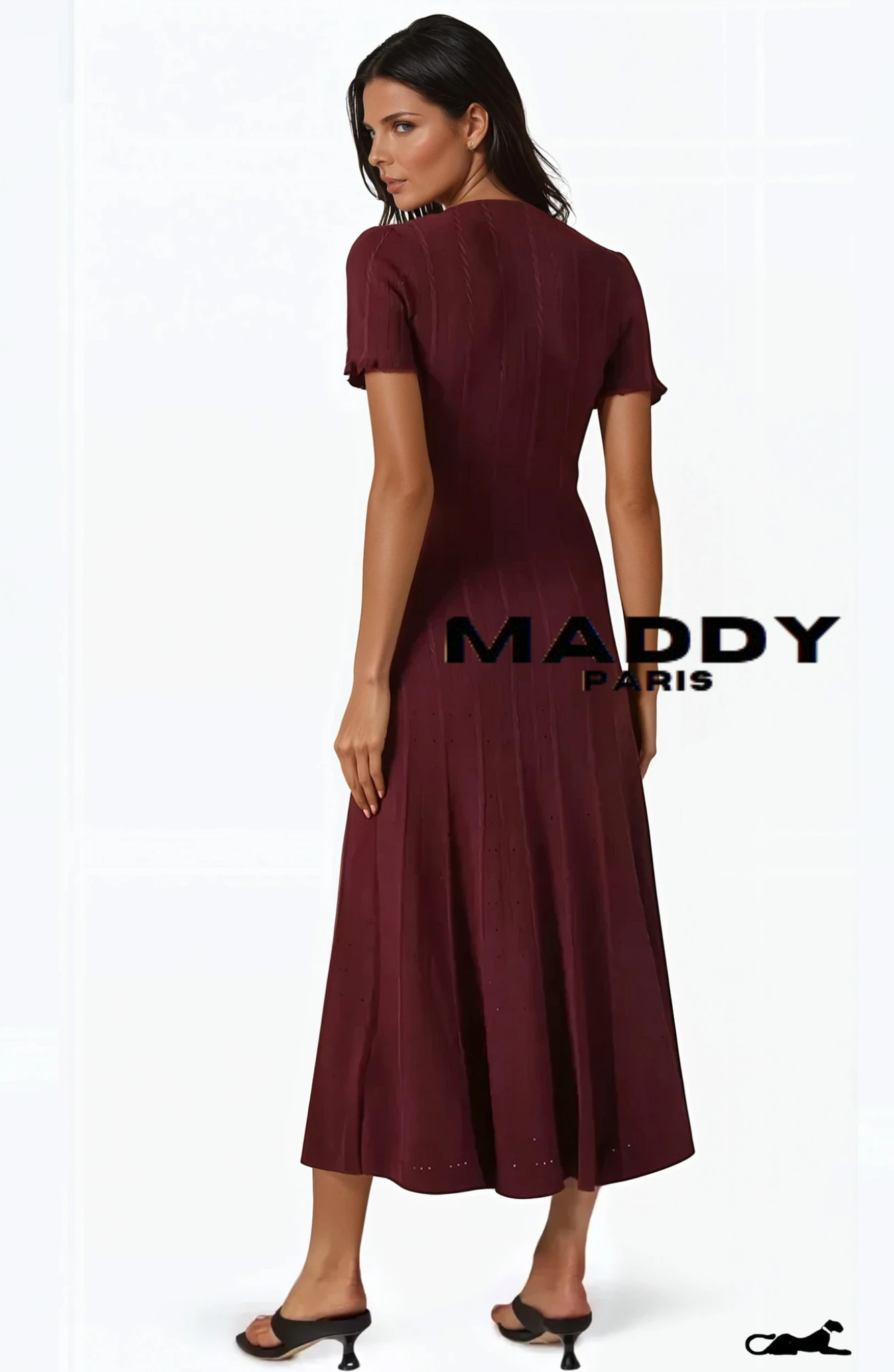 SANDRO GENEVIÈVE KNIT BUTTON-DOWN MAXI DRESS - BORDEAUX DARK RED