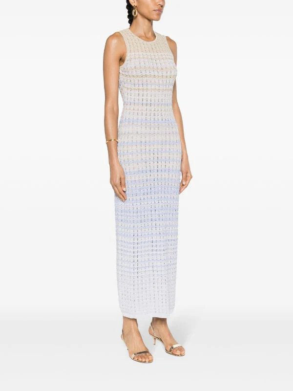 SANDRO Zade chevron-knit maxi dress - Blue