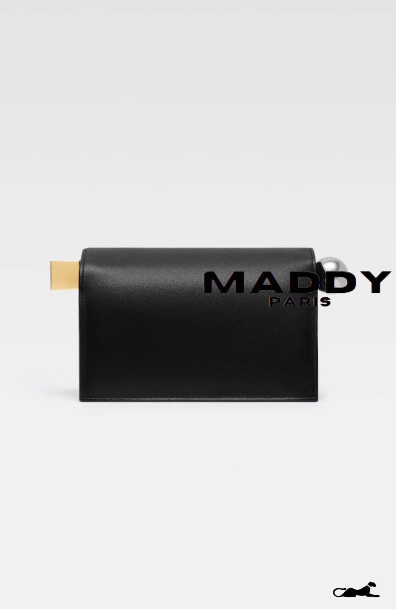 JAC COLETTE NAPPA LEATHER CLUTCH BAG – BLACK WITH GOLD & SILVER HARDWARE