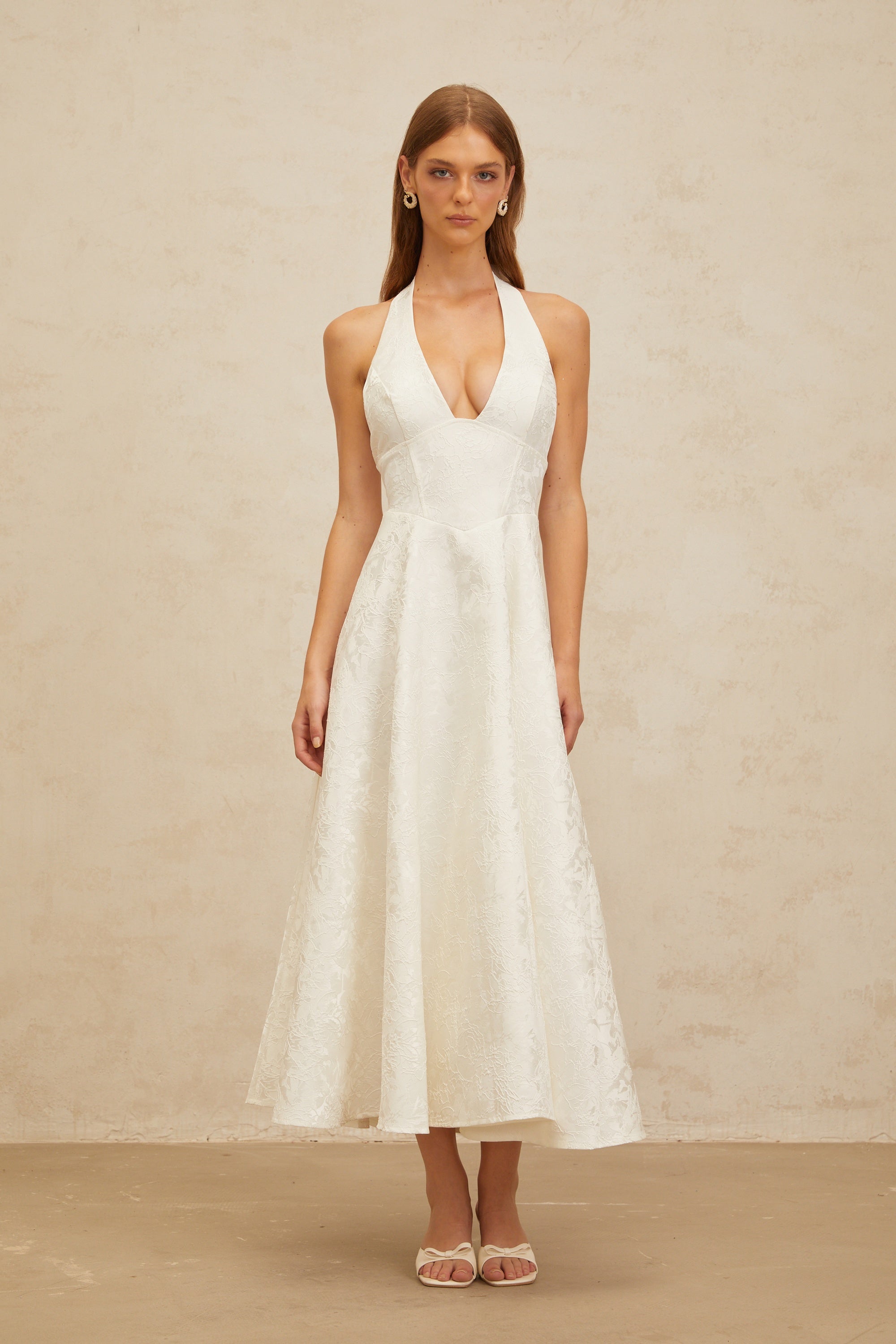 Céline White Glamorous Event Midi Dress (Final Sale-US Only)