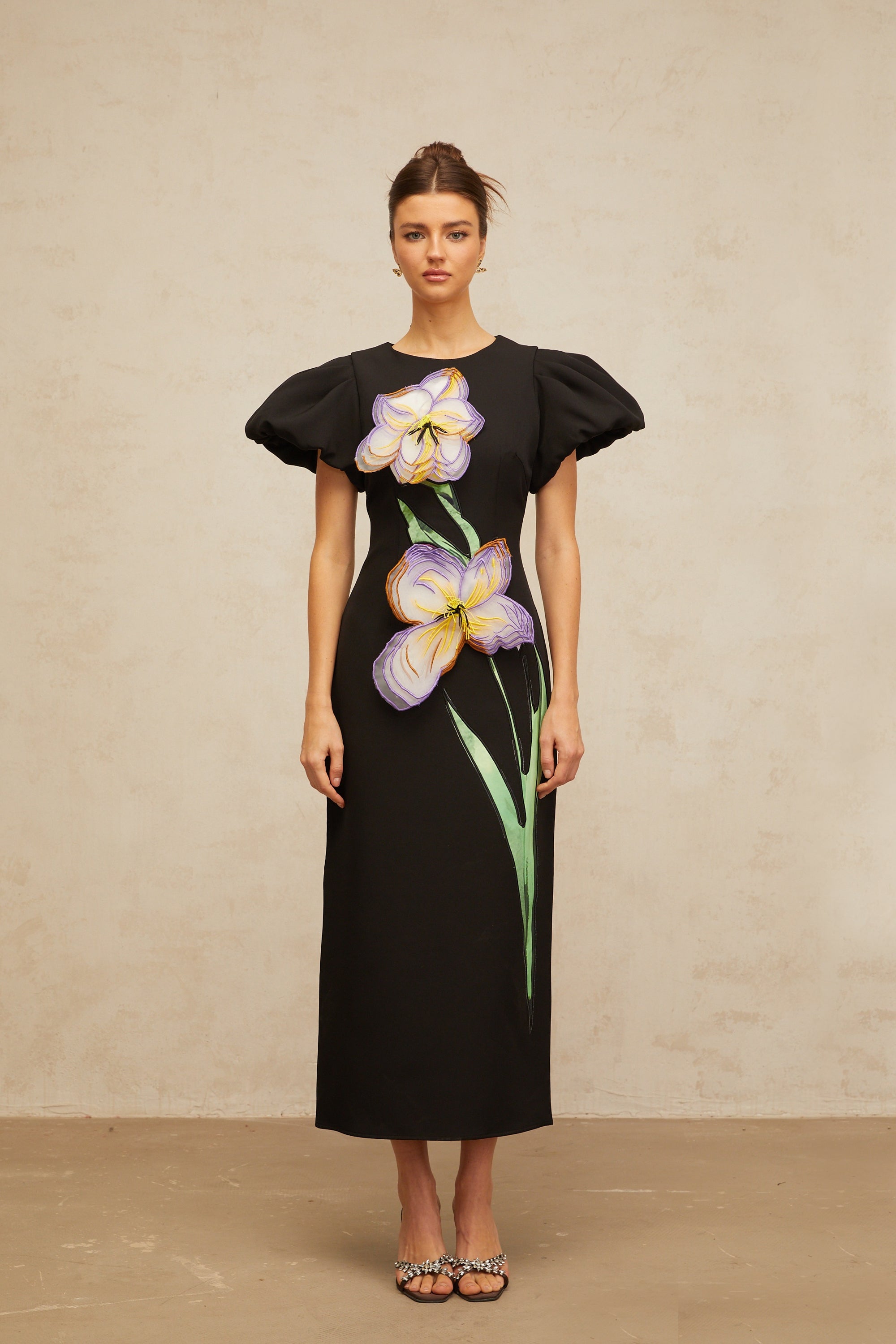 Irène sequined floral-embroidered midi dress in Black (Final Sale-US Only)