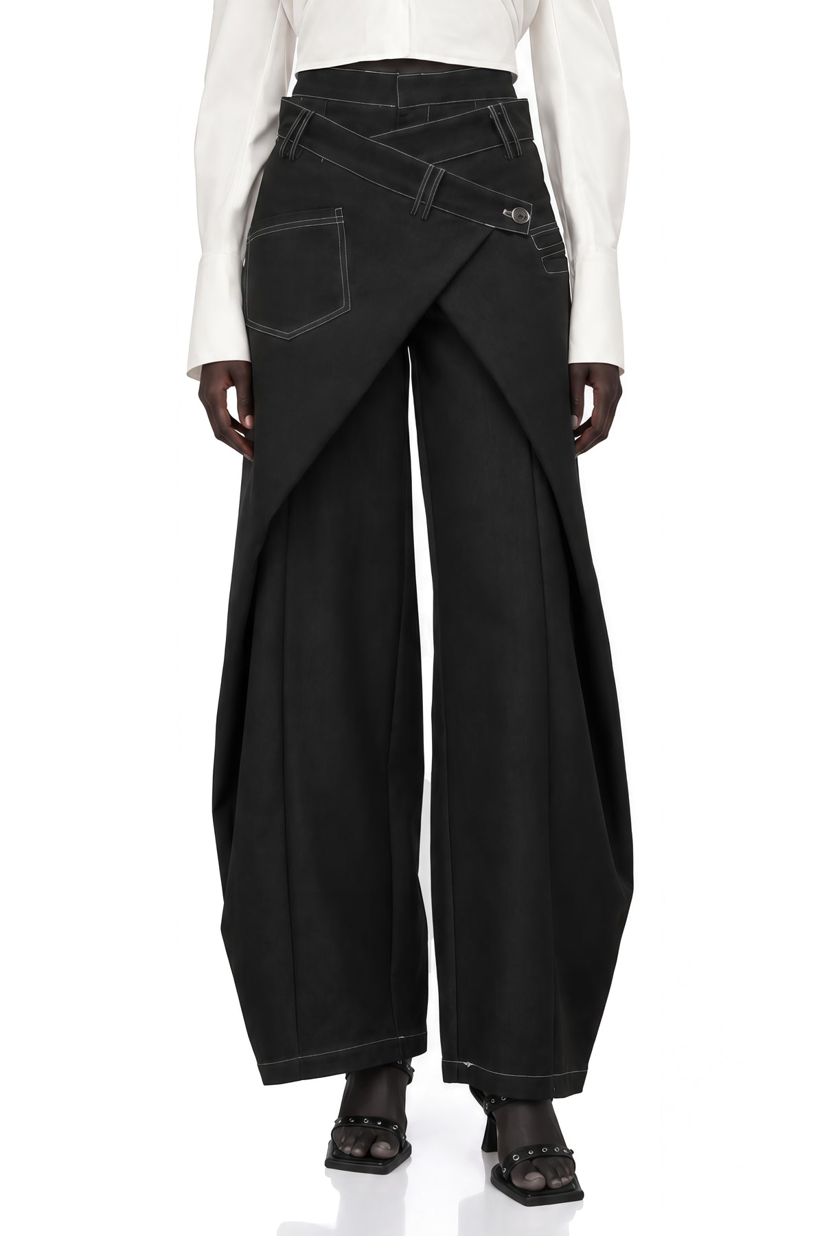 emma black deconstructed baggy jeans