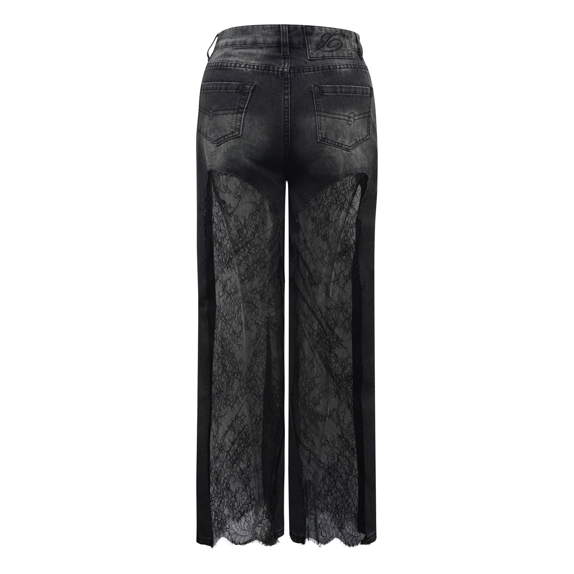 Madeline Black Floral Lace Panel Jeans